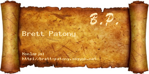 Brett Patony névjegykártya